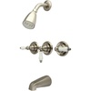 image:imageKingston Brass KB231PL Tub and Shower Faucet with 3Porcelain Lever Handle Polished Chrome5Inch Spout ReachBrushed Nickel