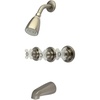image:imageKingston Brass KB231PX Tub and Shower Faucet with 3Cross Handle Polished Chrome5Inch Spout ReachBrushed Nickel