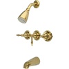 image:imageKingston Brass KB238KL Tub and Shower Faucet with Three Lever Handle Brushed Nickel5Inch Spout ReachPolished Brass