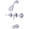 image:imageKingston Brass KB238KL Tub and Shower Faucet with Three Lever Handle Brushed Nickel5Inch Spout ReachPolished Chrome