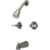 image:imageKingston Brass KB241PL Twin Handle Tub and Shower Faucet with Decor Lever Handle Polished Chrome 5Inch Spout ReachBrushed Nickel