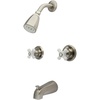image:imageKingston Brass KB241PX Magellan Tub and Shower Faucet Porcelain Cross Handle Polished Chrome5Inch Spout ReachBrushed Nickel