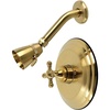 image:imageKingston Brass KB2636BXSO Metropolitan SingleHandle Pressure Balanced Shower Faucet in Polished NickelBrushed Brass