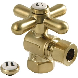 image:imageKingston Brass CC33107X 38 IPS X 38 OD Comp QuarterTurn Angle Stop Valve Brushed BrassBrushed Brass
