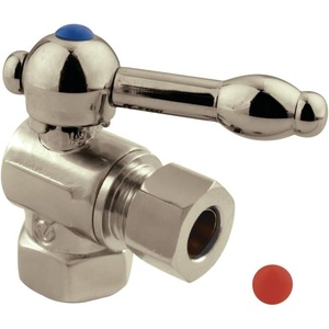 image:imageKingston Brass CC33107X 38 IPS X 38 OD Comp QuarterTurn Angle Stop Valve Brushed BrassBrushed Nickel