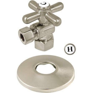 image:imageKingston Brass CC43100XK 12 FIP x 38 OD Comp QuarterTurn Angle Stop Valve with Flange Matte BlackBrushed Nickel
