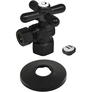 image:imageKingston Brass CC43100XK 12 FIP x 38 OD Comp QuarterTurn Angle Stop Valve with Flange Matte BlackMatte Black