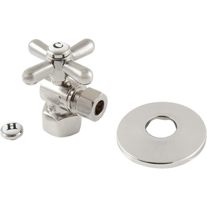 image:imageKingston Brass CC43100XK 12 FIP x 38 OD Comp QuarterTurn Angle Stop Valve with Flange Matte BlackPolished Nickel