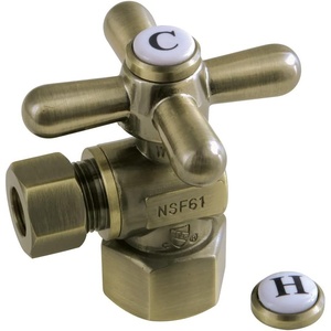 image:imageKingston Brass CC43101X Quarter Turn Valve 12 FIP X 38 OD Compression Polished ChromeAntique Brass