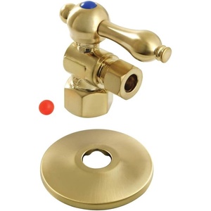 image:imageKingston Brass CC43107K 12 FIP x 38 OD Comp QuarterTurn Angle Stop Valve with Flange Brushed Brass
