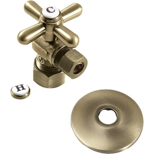 image:imageKingston Brass CC53300DLK 58Inch X 38Inch OD Comp QuarterTurn Angle Stop Valve with Flange Matte BlackAntique Brass