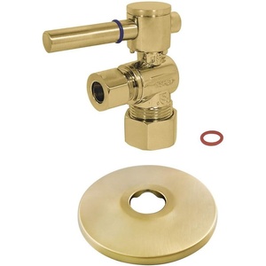 image:imageKingston Brass CC53300DLK 58Inch X 38Inch OD Comp QuarterTurn Angle Stop Valve with Flange Matte BlackBrushed Brass
