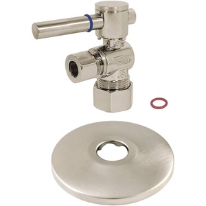 image:imageKingston Brass CC53300DLK 58Inch X 38Inch OD Comp QuarterTurn Angle Stop Valve with Flange Matte BlackBrushed Nickel