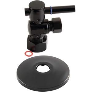 image:imageKingston Brass CC53300DLK 58Inch X 38Inch OD Comp QuarterTurn Angle Stop Valve with Flange Matte BlackMatte Black