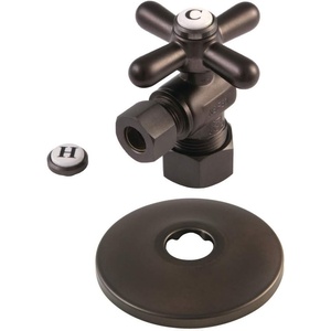 image:imageKingston Brass CC53300DLK 58Inch X 38Inch OD Comp QuarterTurn Angle Stop Valve with Flange Matte BlackOil Rubbed Bronze