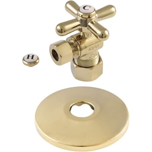 image:imageKingston Brass CC53300DLK 58Inch X 38Inch OD Comp QuarterTurn Angle Stop Valve with Flange Matte BlackPolished Brass