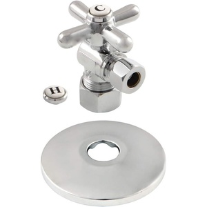 image:imageKingston Brass CC53300DLK 58Inch X 38Inch OD Comp QuarterTurn Angle Stop Valve with Flange Matte BlackPolished Chrome