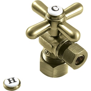 image:imageKingston Brass CC53303X 58 OD Comp x 38 OD Comp Angle Stop Valve Antique Brass