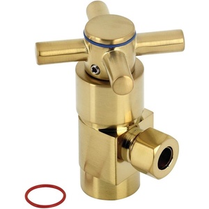 image:imageKingston Brass CD43307DX Concord 12 IPS x 38 OD AntiSeize Deluxe Quarter Turn Ceramic Hardisc Cartridge Angle Stop Brushed BrassBrushed Brass