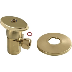 image:imageKingston Brass CD43307VAK 12IPS x 38OD AntiSeize Deluxe QuarterTurn Ceramic Hardisc Cartridge Angle Stop with Flange Brushed BrassBrushed Brass
