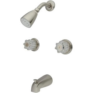 image:imageKingston Brass KB142 Twin Acrylic Handle Tub and Shower Faucet Polished Brass5Inch Spout ReachBrushed Nickel