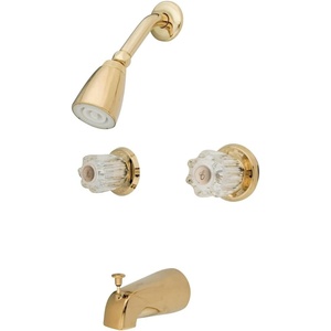 image:imageKingston Brass KB142 Twin Acrylic Handle Tub and Shower Faucet Polished Brass5Inch Spout ReachPolished Brass