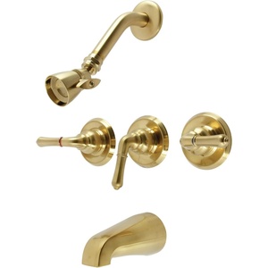image:imageKingston Brass KB231 Magellan Tub and Shower Faucet with 3Magellan Handles Polished Chrome5Inch Spout ReachBrushed Brass
