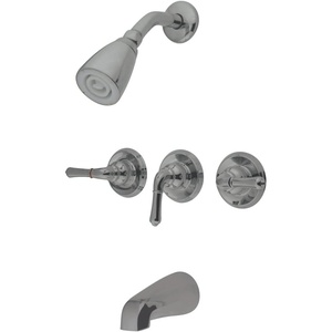 image:imageKingston Brass KB231 Magellan Tub and Shower Faucet with 3Magellan Handles Polished Chrome5Inch Spout ReachBrushed Nickel