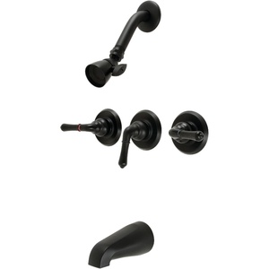image:imageKingston Brass KB231 Magellan Tub and Shower Faucet with 3Magellan Handles Polished Chrome5Inch Spout ReachMatte Black
