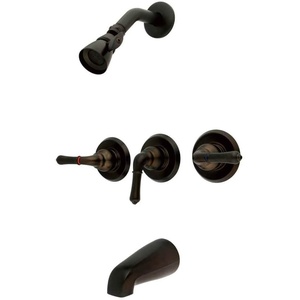 image:imageKingston Brass KB231 Magellan Tub and Shower Faucet with 3Magellan Handles Polished Chrome5Inch Spout ReachOil Rubbed Bronze