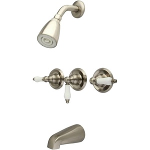 image:imageKingston Brass KB231PL Tub and Shower Faucet with 3Porcelain Lever Handle Polished Chrome5Inch Spout ReachBrushed Nickel