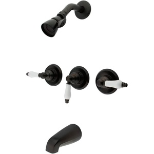 image:imageKingston Brass KB231PL Tub and Shower Faucet with 3Porcelain Lever Handle Polished Chrome5Inch Spout ReachOil Rubbed Bronze
