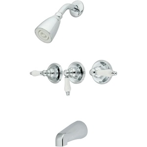 image:imageKingston Brass KB231PL Tub and Shower Faucet with 3Porcelain Lever Handle Polished Chrome5Inch Spout ReachPolished Chrome