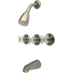 image:imageKingston Brass KB231PX Tub and Shower Faucet with 3Cross Handle Polished Chrome5Inch Spout ReachBrushed Nickel