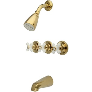 image:imageKingston Brass KB231PX Tub and Shower Faucet with 3Cross Handle Polished Chrome5Inch Spout ReachPolished Brass