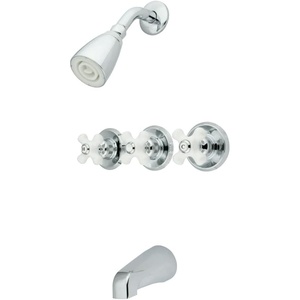 image:imageKingston Brass KB231PX Tub and Shower Faucet with 3Cross Handle Polished Chrome5Inch Spout ReachPolished Chrome