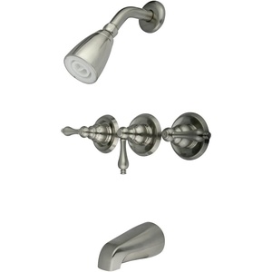 image:imageKingston Brass KB238AL Tub and Shower Faucet with 3Lever Handles Satin Nickel5Inch Spout ReachBrushed Nickel