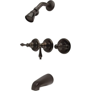 image:imageKingston Brass KB238AL Tub and Shower Faucet with 3Lever Handles Satin Nickel5Inch Spout ReachOil Rubbed Bronze