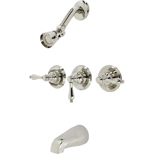 image:imageKingston Brass KB238AL Tub and Shower Faucet with 3Lever Handles Satin Nickel5Inch Spout ReachPolished Nickel
