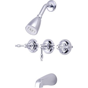 image:imageKingston Brass KB238KL Tub and Shower Faucet with Three Lever Handle Brushed Nickel5Inch Spout ReachPolished Chrome