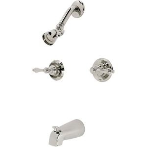 image:imageKingston Brass KB240AL Victorian DoubleHandle Tub and Shower Faucet in Matte BlackPolished Nickel