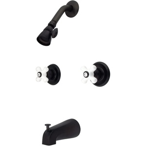 image:imageKingston Brass KB241PX Magellan Tub and Shower Faucet Porcelain Cross Handle Polished Chrome5Inch Spout ReachOil Rubbed Bronze