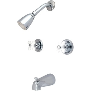 image:imageKingston Brass KB241PX Magellan Tub and Shower Faucet Porcelain Cross Handle Polished Chrome5Inch Spout ReachPolished Chrome