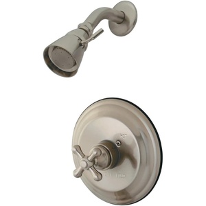 image:imageKingston Brass KB3630AXSO Restoration SingleHandle Pressure Balanced Shower Faucet in Matte BlackBrushed Nickel