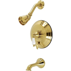 image:imageKingston Brass KB36360PL Restoration SingleHandle Pressure Balanced Tub and Shower Faucet in Polished NickelBrushed Brass