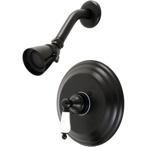 image:imageKingston Brass KB3637PLSO Restoration SingleHandle Pressure Balanced Shower Faucet in Brushed BrassMatte Black