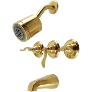 image:imageKingston Brass KB8231NFL NuWave French 3 Handle Tub and Shower Faucet Polished Chrome318 inch Diameter EscutcheonBrushed Brass