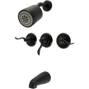 image:imageKingston Brass KB8231NFL NuWave French 3 Handle Tub and Shower Faucet Polished Chrome318 inch Diameter EscutcheonMatte Black