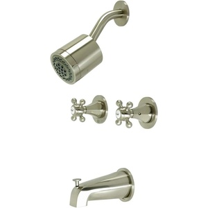 image:imageKingston Brass KBX8141BX Metropolitan DoubleHandle Tub and Shower Faucet in Polished ChromeBrushed Nickel