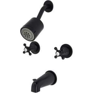 image:imageKingston Brass KBX8141BX Metropolitan DoubleHandle Tub and Shower Faucet in Polished ChromeMatte Black